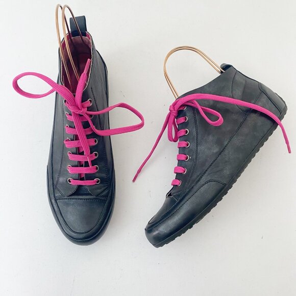 Candice Cooper {size 41} Sneakers Shoes Black Pink Laces - Picture 1 of 10